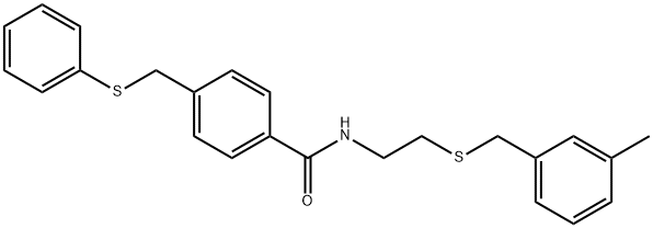 N-{2-[(3-methylbenzyl)sulfanyl]ethyl}-4-[(phenylsulfanyl)methyl]benzamide 结构式