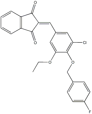 2-{3-chloro-5-ethoxy-4-[(4-fluorobenzyl)oxy]benzylidene}-1H-indene-1,3(2H)-dione 结构式