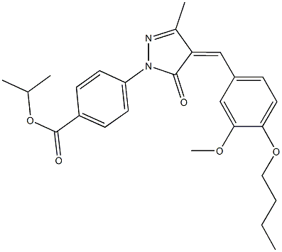 isopropyl 4-[4-(4-butoxy-3-methoxybenzylidene)-3-methyl-5-oxo-4,5-dihydro-1H-pyrazol-1-yl]benzoate 结构式