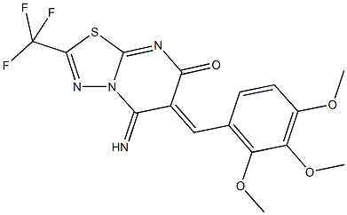 5-imino-2-(trifluoromethyl)-6-(2,3,4-trimethoxybenzylidene)-5,6-dihydro-7H-[1,3,4]thiadiazolo[3,2-a]pyrimidin-7-one 结构式