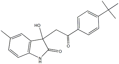 3-[2-(4-tert-butylphenyl)-2-oxoethyl]-3-hydroxy-5-methyl-1,3-dihydro-2H-indol-2-one 结构式