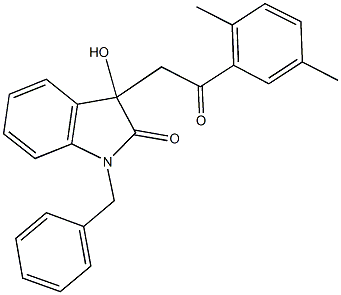 1-benzyl-3-[2-(2,5-dimethylphenyl)-2-oxoethyl]-3-hydroxy-1,3-dihydro-2H-indol-2-one 结构式