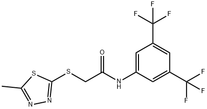 N-[3,5-bis(trifluoromethyl)phenyl]-2-[(5-methyl-1,3,4-thiadiazol-2-yl)sulfanyl]acetamide 结构式