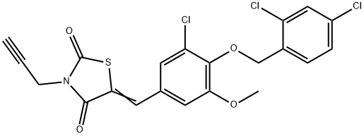 5-{3-chloro-4-[(2,4-dichlorobenzyl)oxy]-5-methoxybenzylidene}-3-(2-propynyl)-1,3-thiazolidine-2,4-dione 结构式