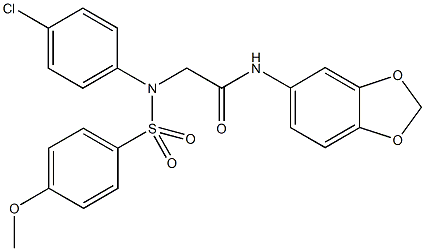 N-(1,3-benzodioxol-5-yl)-2-{4-chloro[(4-methoxyphenyl)sulfonyl]anilino}acetamide 结构式