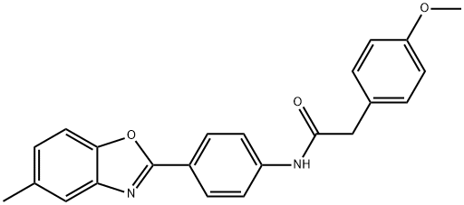 2-(4-methoxyphenyl)-N-[4-(5-methyl-1,3-benzoxazol-2-yl)phenyl]acetamide 结构式