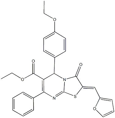 ethyl 5-(4-ethoxyphenyl)-2-(2-furylmethylene)-3-oxo-7-phenyl-2,3-dihydro-5H-[1,3]thiazolo[3,2-a]pyrimidine-6-carboxylate 结构式