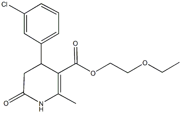 2-ethoxyethyl 4-(3-chlorophenyl)-2-methyl-6-oxo-1,4,5,6-tetrahydro-3-pyridinecarboxylate 结构式