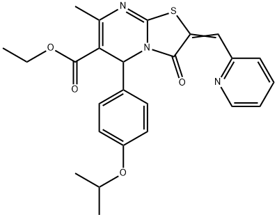 ethyl 5-(4-isopropoxyphenyl)-7-methyl-3-oxo-2-(2-pyridinylmethylene)-2,3-dihydro-5H-[1,3]thiazolo[3,2-a]pyrimidine-6-carboxylate 结构式