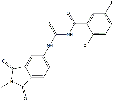 N-(2-chloro-5-iodobenzoyl)-N'-(2-methyl-1,3-dioxo-2,3-dihydro-1H-isoindol-5-yl)thiourea 结构式