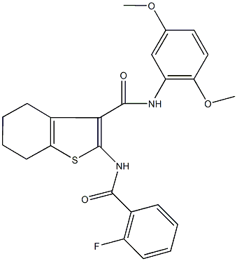 N-(2,5-dimethoxyphenyl)-2-[(2-fluorobenzoyl)amino]-4,5,6,7-tetrahydro-1-benzothiophene-3-carboxamide 结构式