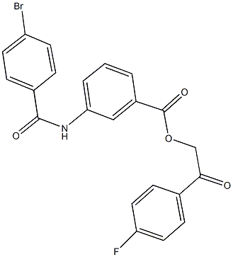 2-(4-fluorophenyl)-2-oxoethyl 3-[(4-bromobenzoyl)amino]benzoate 结构式