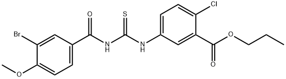 propyl 5-({[(3-bromo-4-methoxybenzoyl)amino]carbothioyl}amino)-2-chlorobenzoate 结构式