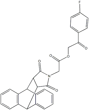 2-(4-fluorophenyl)-2-oxoethyl (16,18-dioxo-17-azapentacyclo[6.6.5.0~2,7~.0~9,14~.0~15,19~]nonadeca-2,4,6,9,11,13-hexaen-17-yl)acetate 结构式