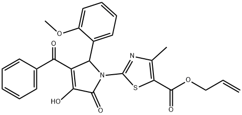 allyl 2-[3-benzoyl-4-hydroxy-2-(2-methoxyphenyl)-5-oxo-2,5-dihydro-1H-pyrrol-1-yl]-4-methyl-1,3-thiazole-5-carboxylate 结构式