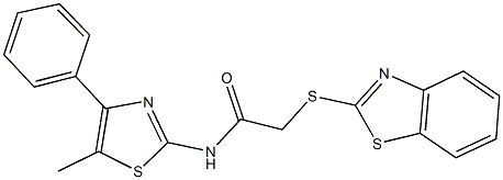 2-(1,3-benzothiazol-2-ylsulfanyl)-N-(5-methyl-4-phenyl-1,3-thiazol-2-yl)acetamide 结构式