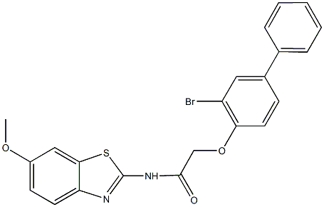 2-[(3-bromo[1,1'-biphenyl]-4-yl)oxy]-N-(6-methoxy-1,3-benzothiazol-2-yl)acetamide 结构式