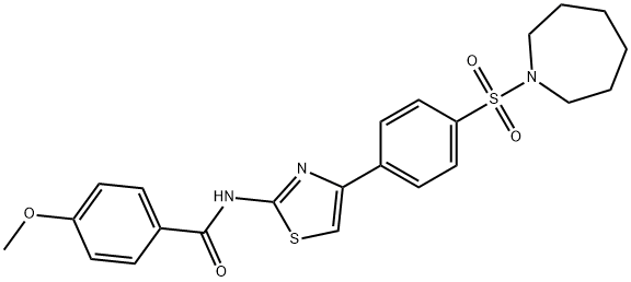 N-{4-[4-(azepan-1-ylsulfonyl)phenyl]-1,3-thiazol-2-yl}-4-methoxybenzamide 结构式