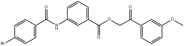 2-(3-methoxyphenyl)-2-oxoethyl 3-[(4-bromobenzoyl)amino]benzoate 结构式