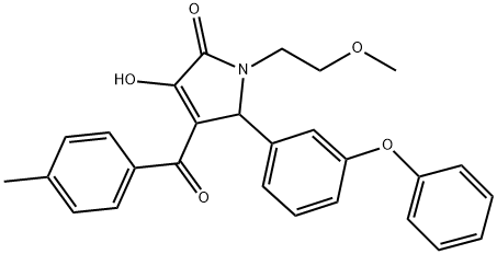 3-hydroxy-1-(2-methoxyethyl)-4-(4-methylbenzoyl)-5-(3-phenoxyphenyl)-1,5-dihydro-2H-pyrrol-2-one 结构式