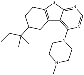 4-(4-methyl-1-piperazinyl)-6-tert-pentyl-5,6,7,8-tetrahydro[1]benzothieno[2,3-d]pyrimidine 结构式