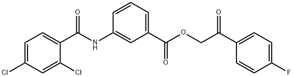 2-(4-fluorophenyl)-2-oxoethyl 3-[(2,4-dichlorobenzoyl)amino]benzoate 结构式