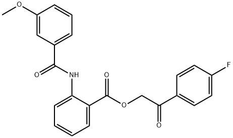 2-(4-fluorophenyl)-2-oxoethyl 2-[(3-methoxybenzoyl)amino]benzoate 结构式