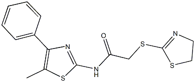 2-(4,5-dihydro-1,3-thiazol-2-ylsulfanyl)-N-(5-methyl-4-phenyl-1,3-thiazol-2-yl)acetamide 结构式