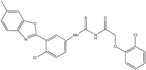 N-[4-chloro-3-(6-methyl-1,3-benzoxazol-2-yl)phenyl]-N'-[(2-chlorophenoxy)acetyl]thiourea 结构式
