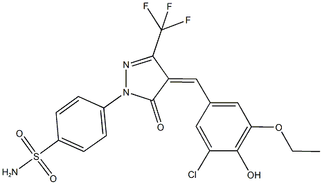 4-[4-(3-chloro-5-ethoxy-4-hydroxybenzylidene)-5-oxo-3-(trifluoromethyl)-4,5-dihydro-1H-pyrazol-1-yl]benzenesulfonamide 结构式