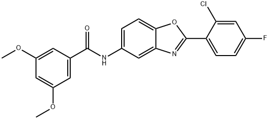 N-[2-(2-chloro-4-fluorophenyl)-1,3-benzoxazol-5-yl]-3,5-dimethoxybenzamide 结构式