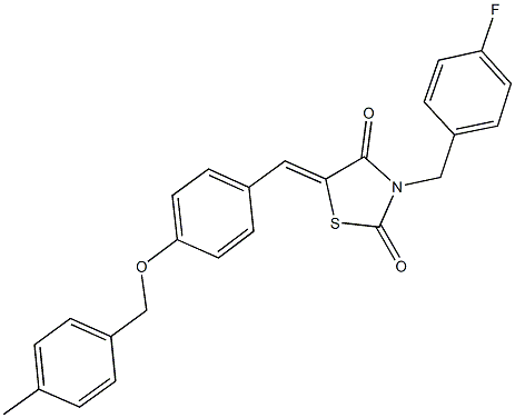 3-(4-fluorobenzyl)-5-{4-[(4-methylbenzyl)oxy]benzylidene}-1,3-thiazolidine-2,4-dione 结构式