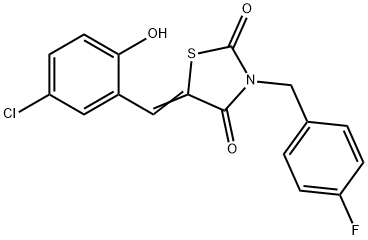 5-(5-chloro-2-hydroxybenzylidene)-3-(4-fluorobenzyl)-1,3-thiazolidine-2,4-dione 结构式