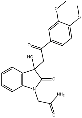 2-{3-[2-(3,4-dimethoxyphenyl)-2-oxoethyl]-3-hydroxy-2-oxo-2,3-dihydro-1H-indol-1-yl}acetamide 结构式