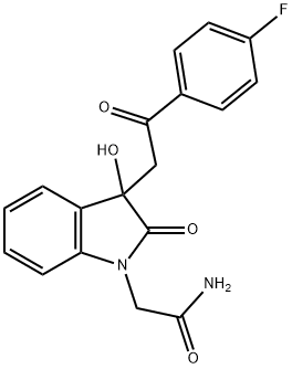 2-{3-[2-(4-fluorophenyl)-2-oxoethyl]-3-hydroxy-2-oxo-2,3-dihydro-1H-indol-1-yl}acetamide 结构式