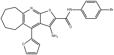 3-amino-N-(4-bromophenyl)-4-(2-furyl)-6,7,8,9-tetrahydro-5H-cyclohepta[b]thieno[3,2-e]pyridine-2-carboxamide 结构式