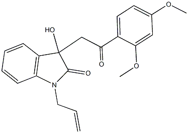 1-allyl-3-[2-(2,4-dimethoxyphenyl)-2-oxoethyl]-3-hydroxy-1,3-dihydro-2H-indol-2-one 结构式
