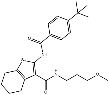 2-[(4-tert-butylbenzoyl)amino]-N-(3-methoxypropyl)-4,5,6,7-tetrahydro-1-benzothiophene-3-carboxamide 结构式