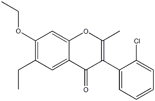 3-(2-chlorophenyl)-7-ethoxy-6-ethyl-2-methyl-4H-chromen-4-one 结构式