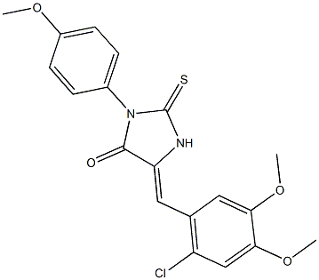 5-(2-chloro-4,5-dimethoxybenzylidene)-3-(4-methoxyphenyl)-2-thioxo-4-imidazolidinone 结构式