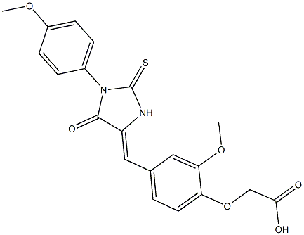 (2-methoxy-4-{[1-(4-methoxyphenyl)-5-oxo-2-thioxo-4-imidazolidinylidene]methyl}phenoxy)acetic acid 结构式