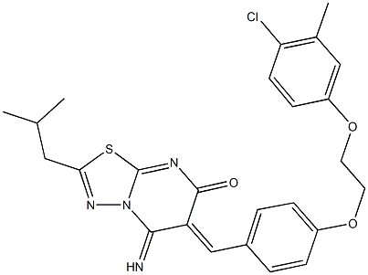 6-{4-[2-(4-chloro-3-methylphenoxy)ethoxy]benzylidene}-5-imino-2-isobutyl-5,6-dihydro-7H-[1,3,4]thiadiazolo[3,2-a]pyrimidin-7-one 结构式