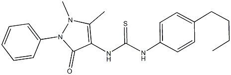 N-(4-butylphenyl)-N'-(1,5-dimethyl-3-oxo-2-phenyl-2,3-dihydro-1H-pyrazol-4-yl)thiourea 结构式