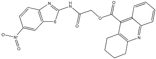 2-({6-nitro-1,3-benzothiazol-2-yl}amino)-2-oxoethyl 1,2,3,4-tetrahydro-9-acridinecarboxylate 结构式