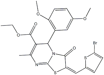 ethyl 2-[(5-bromo-2-thienyl)methylene]-5-(2,5-dimethoxyphenyl)-7-methyl-3-oxo-2,3-dihydro-5H-[1,3]thiazolo[3,2-a]pyrimidine-6-carboxylate 结构式