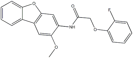 2-(2-fluorophenoxy)-N-(2-methoxydibenzo[b,d]furan-3-yl)acetamide 结构式