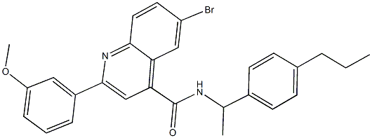 6-bromo-2-(3-methoxyphenyl)-N-[1-(4-propylphenyl)ethyl]-4-quinolinecarboxamide 结构式