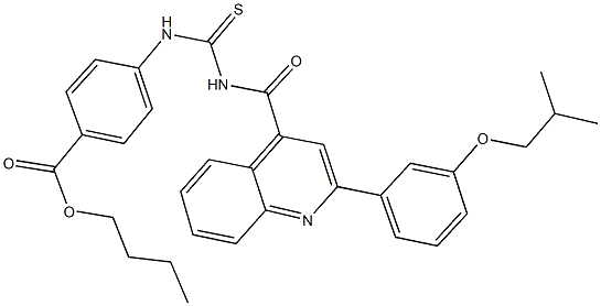butyl 4-{[({[2-(3-isobutoxyphenyl)-4-quinolinyl]carbonyl}amino)carbothioyl]amino}benzoate 结构式