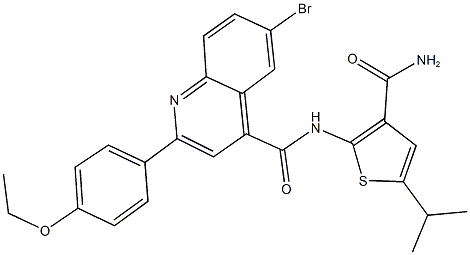 N-[3-(aminocarbonyl)-5-isopropyl-2-thienyl]-6-bromo-2-(4-ethoxyphenyl)-4-quinolinecarboxamide 结构式