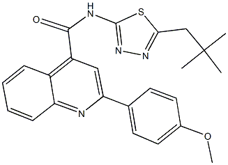 2-(4-methoxyphenyl)-N-(5-neopentyl-1,3,4-thiadiazol-2-yl)-4-quinolinecarboxamide 结构式